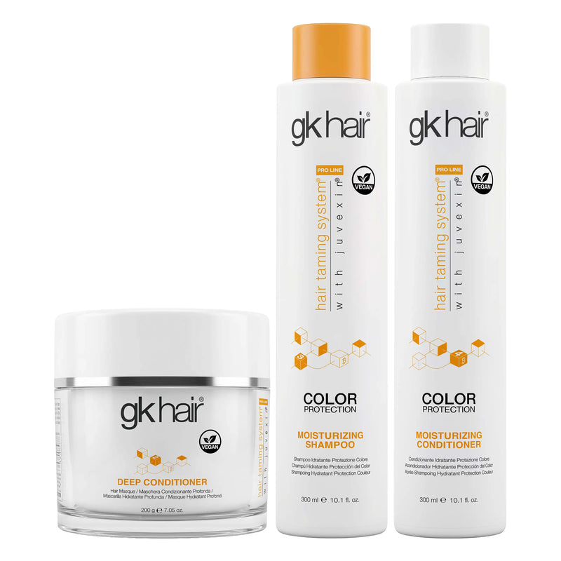 GK Hair Jumbo Care Pack: 200 g Deep Conditioner jar with 1000 ml Moisturizing Shampoo and Conditioner