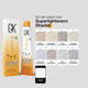 GK Hair Cream Color Superlighteners with packaging and color swatches on a gray background