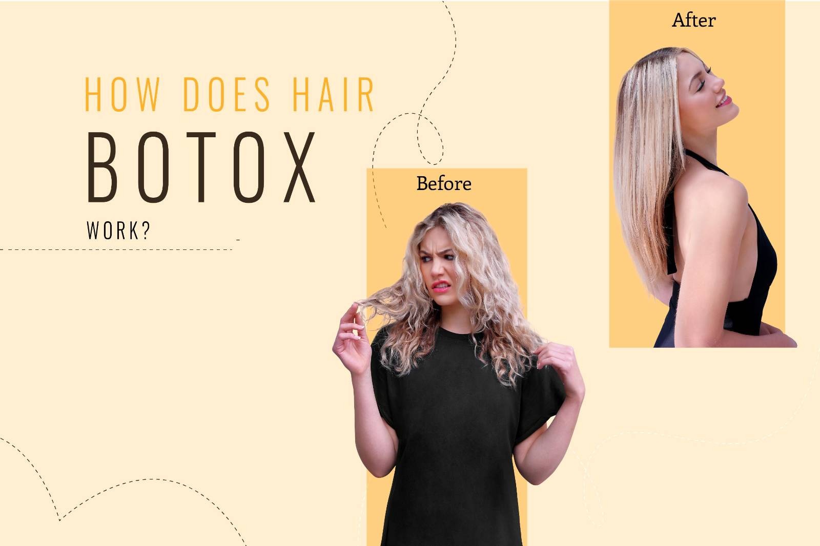 Image comparing hair texture before and after a hair Botox treatment, showcasing improved smoothness and shine.