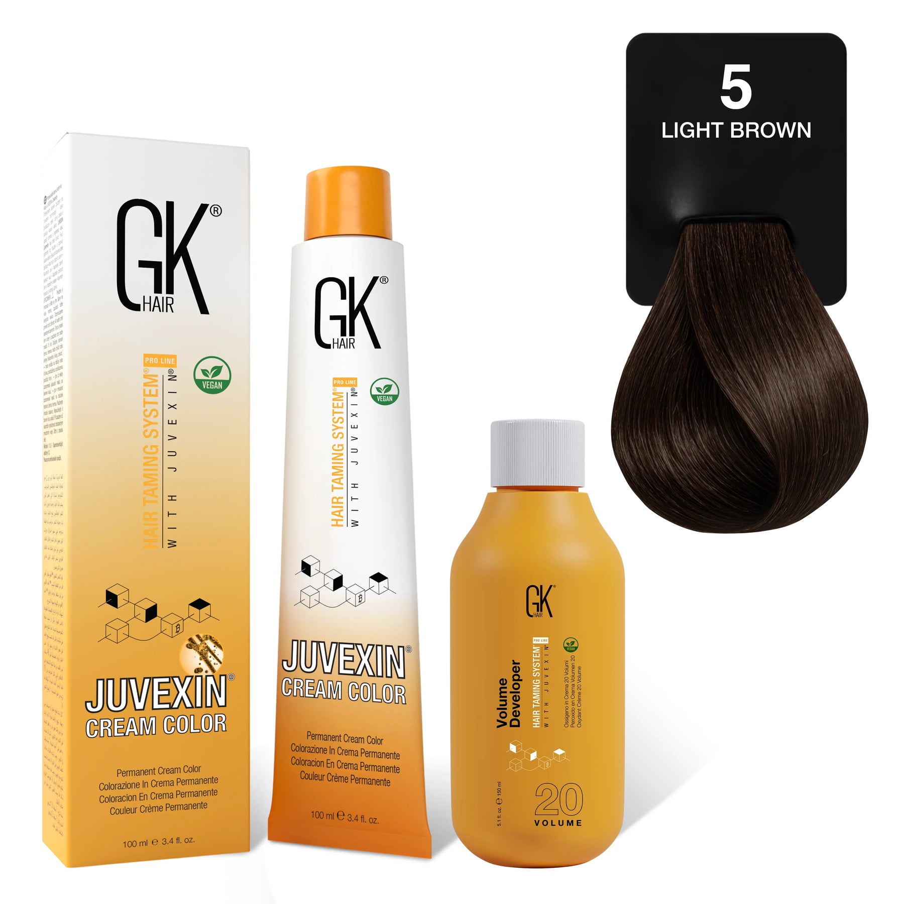 GK Hair's Light Brown Juvexin Cream Color