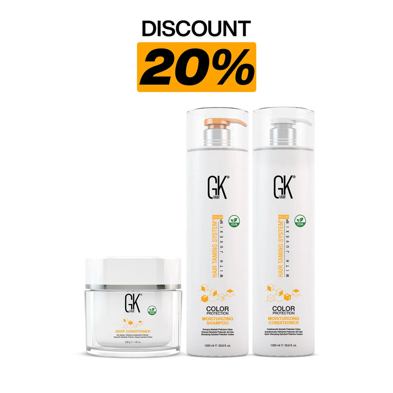 GK Hair Jumbo Care Pack at 20% discount: 200 g Deep Conditioner jar with 1000 ml Moisturizing Shampoo and Conditioner
